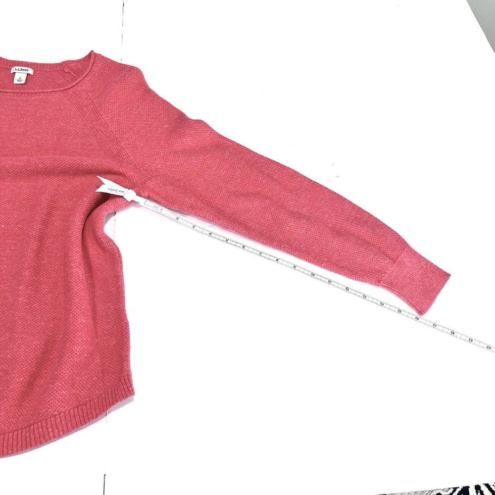 LL Bean Red Lightweight Roll Neck Pullover Textured Cotton Sweater LARGE PETITE - Picture 6 of 9